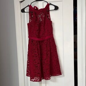 David's Bridal Burgundy Lace Girls' Formal Dress